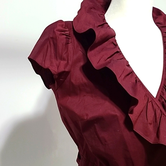 LOFT RUFFLED WINE COLOR Wrap Blouse - Picture 5 of 10